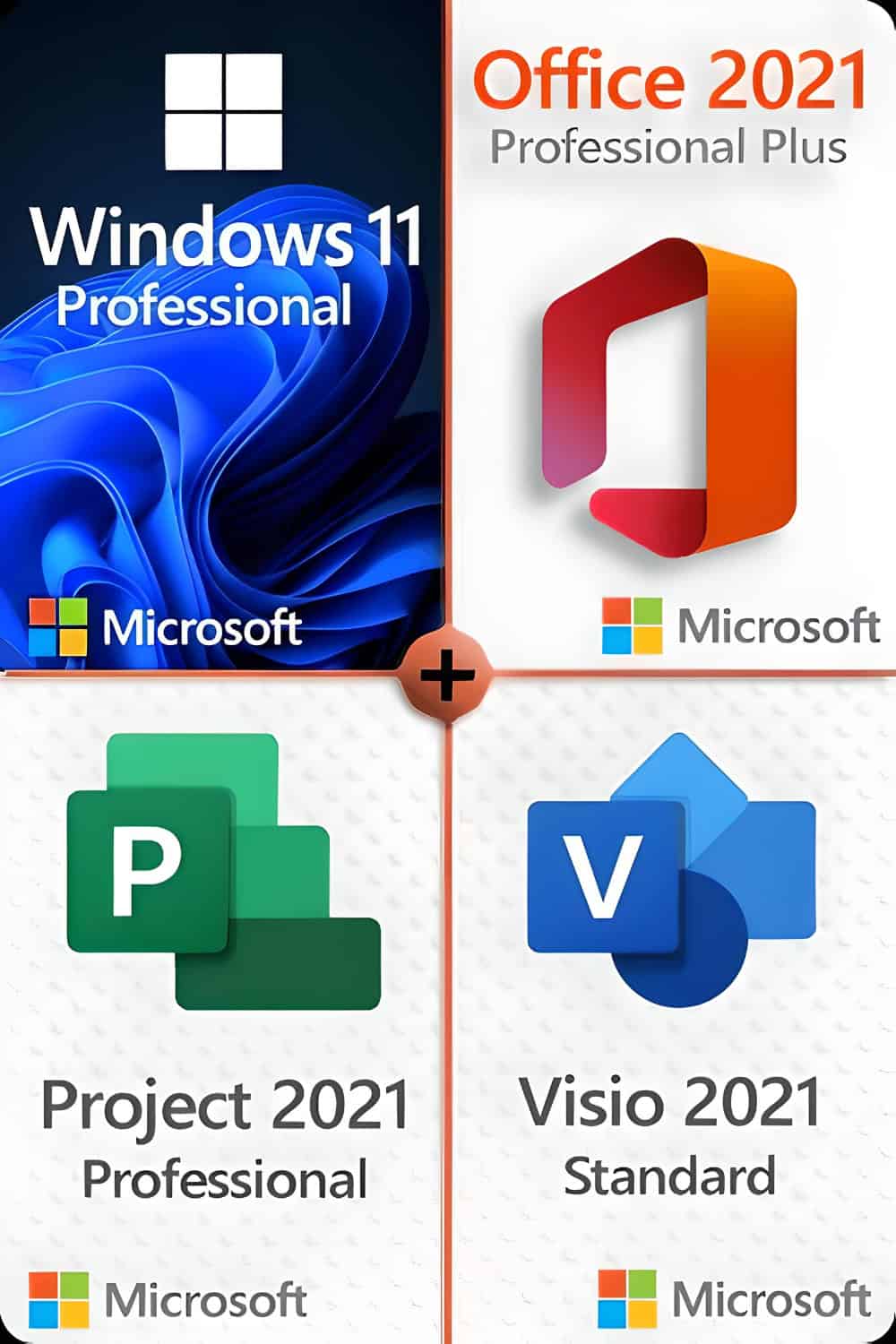Microsoft Windows 11 Professional + Microsoft Project 2021 Professional + Microsoft Office 2021 Professional + Microsoft Visio 2021 Standard License for 3 devices